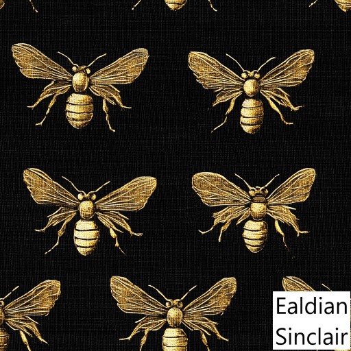Black and Gold Linen Bees Fabric Seamless Texture