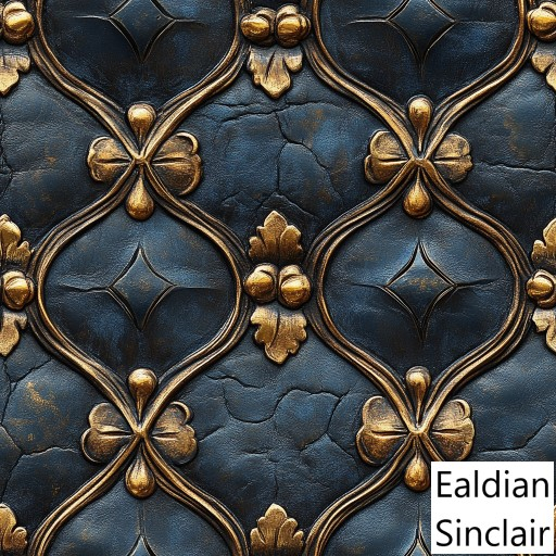 Black Leather With Gilt Decoration Seamless Texture