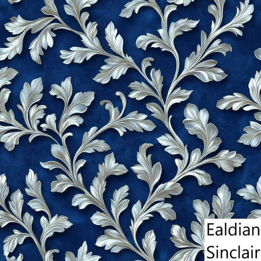 Silver Leaf and Blue Foliate Seamless Texture