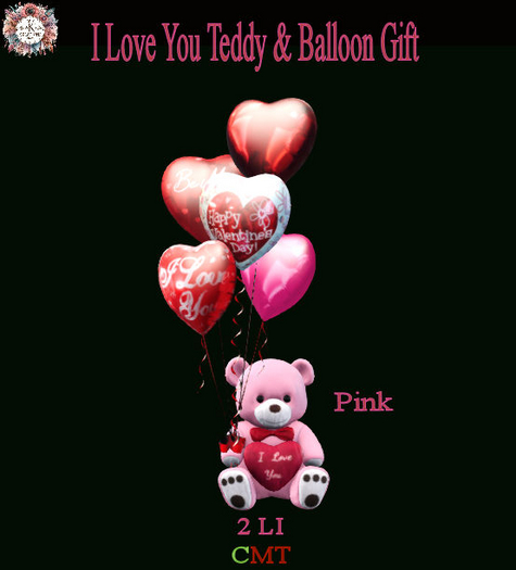 *LKK* I Love You Teddy & Balloon Gift (PINK)  