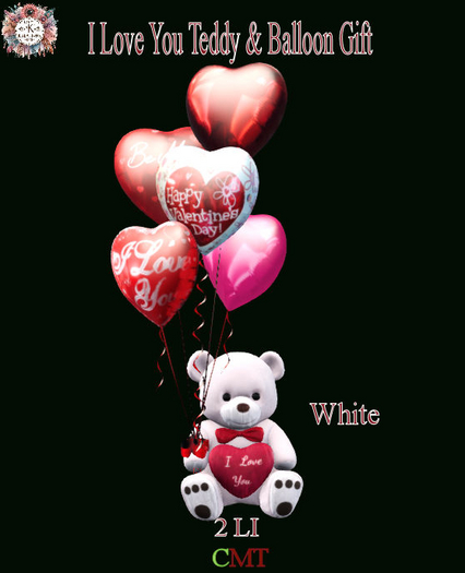 *LKK* I Love You Teddy & Balloon Gift White   