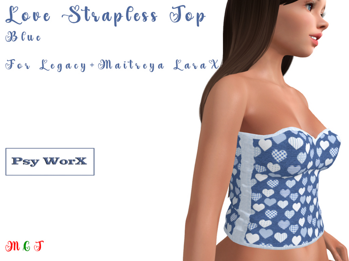 >Psy WorX< Love Strapless Top Blue