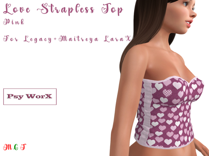 >Psy WorX< Love Strapless Top Pink