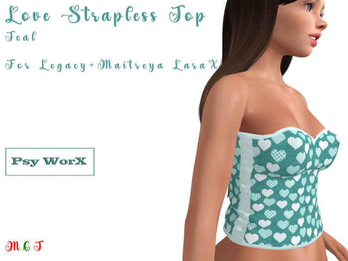 >Psy WorX< Love Strapless Top Teal