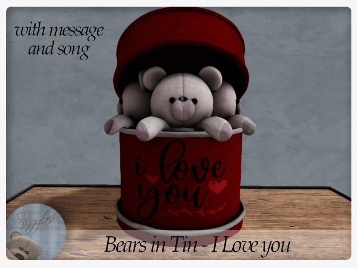 Bears in Tin - I Love you  with message and song Boxed