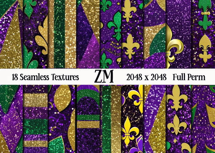 MARDI GRAS GLITTER FULL PERM TEXTURES