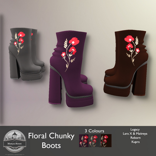 Mostyn St - Floral Chunky Boots