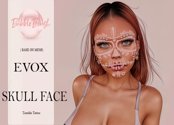 BubbleBlush Skull face Tattoo