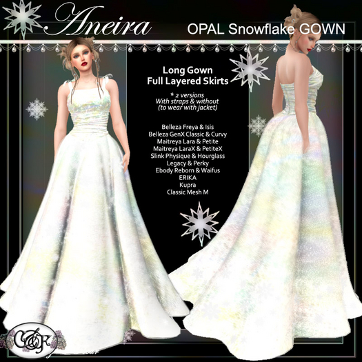 C&F Aneira Separates - Snowflake Gown - Snow Opal