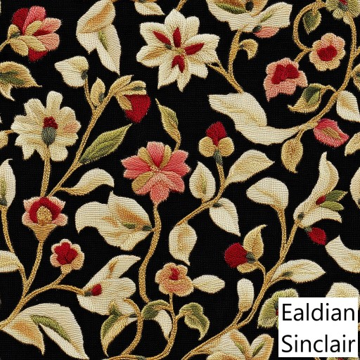 Black Floral Embroidered Seamless Texture