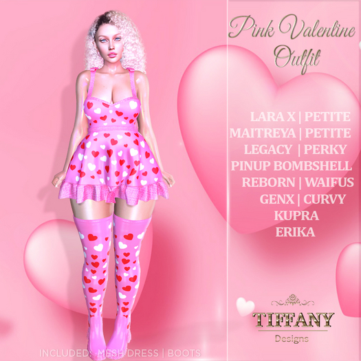 ::GIFT:: Pink Valentines Outfit [MESH] + Lara X