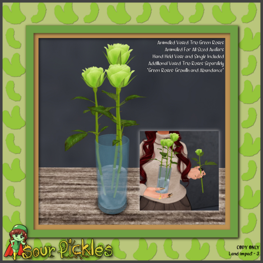 [SP] Vased Trio Green Roses