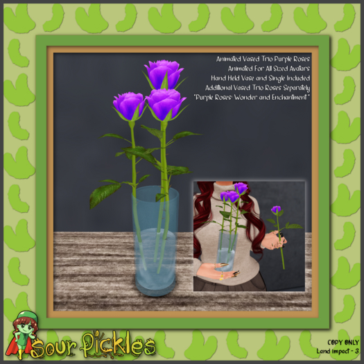 [SP] Vased Trio Purple Roses