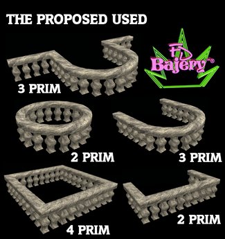 Banister And Polygon Map Second Life Marketplace - 16 BANISTERS SCULPTED – BANISTER + 6 TEXTURE ...