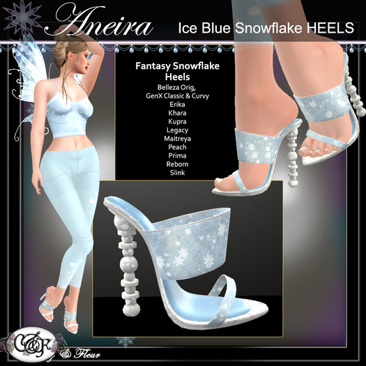 C&F Aneira Separates: Fantasy Ice Blue Snowflake Heels