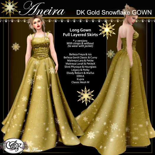 C&F Aneira Separates - Snowflake Gown - DK Gold