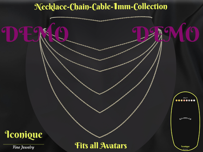 Necklace-Chain-Cable-1mm-Collection-Jewelry Box-DEMO