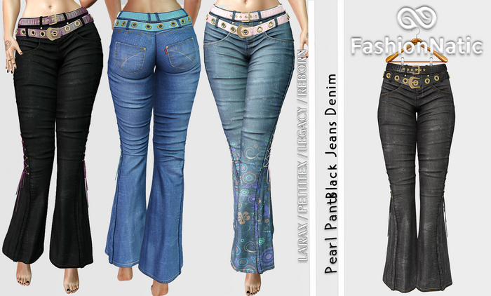 Pants Pearl Black Jeans - Reborn, Legacy, LaraX, PetiteX - FashionNatic