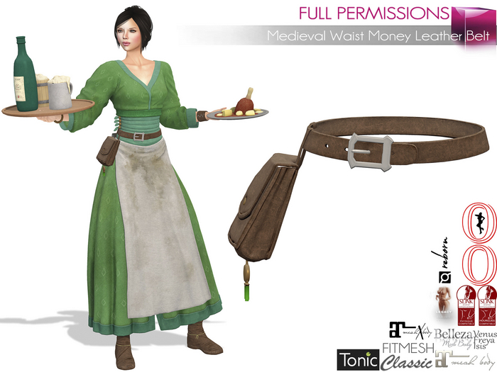 MI963124 Medieval Waist Money Leather Belt