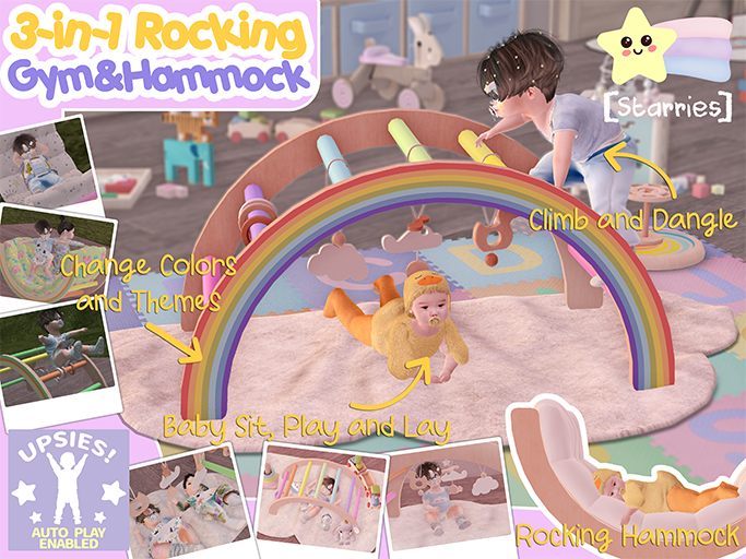 [Starries] 3-in-1 Gym & Hammock for Babies and Toddlers with AutoPlay