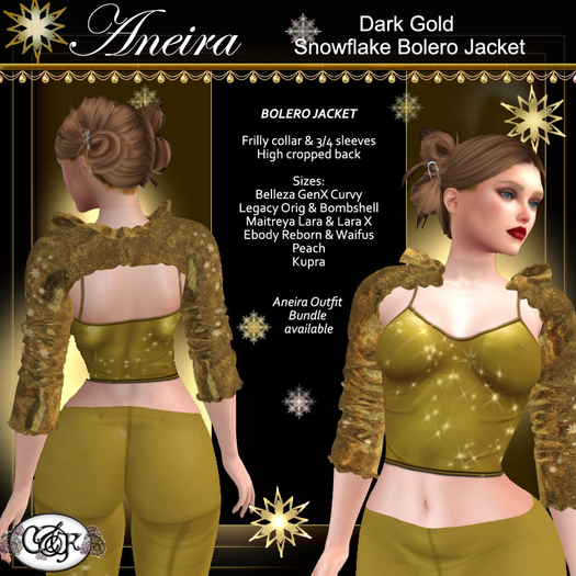 C&F Aneira Separates: Bolero Jacket - DK Gold