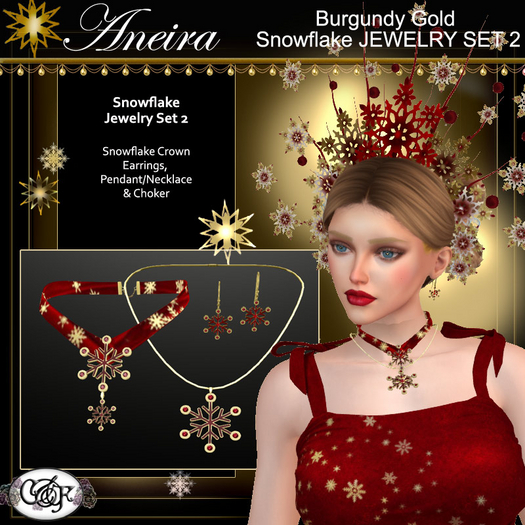 C&F Aneira Separates: Snowflake Jewelry Set 2 -Burgundy Gold