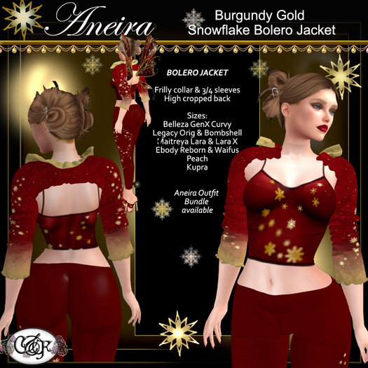 C&F Aneira Separates: Bolero Jacket -  Burgundy Gold