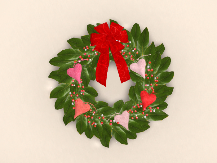 Wreath Valentine's Red and Pink Hearts