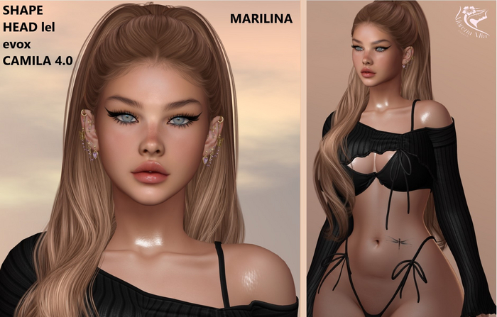 MARILINA  SHAPE HEAD EvoX  CAMILA  4.0 Lelutka (Maitreya,larax,legacy,,Reborn,Erika ,,Belleza Gen.X Curvy.Kupra