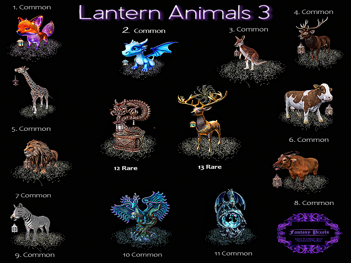 12 RARE Fantasy Pixels Lantern Animals V3
