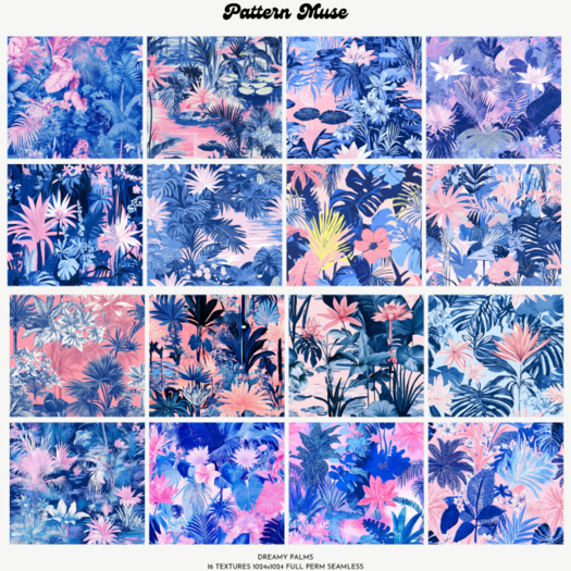 Dreamy Palms Tropical Seamless Textures Full Perm