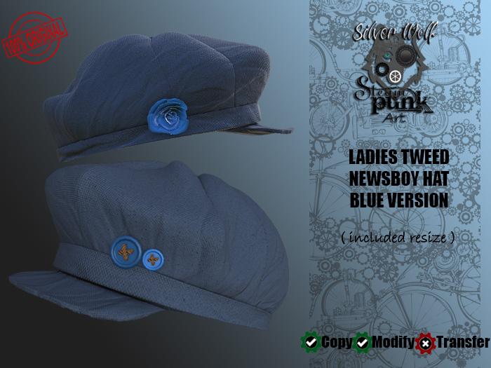 SW - Ladies Tweed Newsboy Hat Blue(Box)