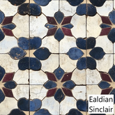 Inlaid Blue and Maroon Stone Floor Seamless Texture