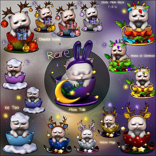 1.Yokai - Tea and Kittens  -Moon Tale RARE