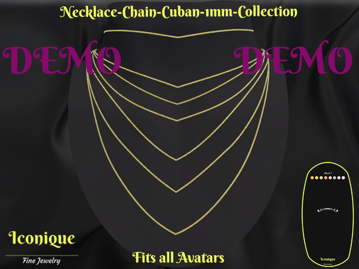 Necklace-Chain-Cuban-1mm-COLLECTION-Jewelry Box-DEMO