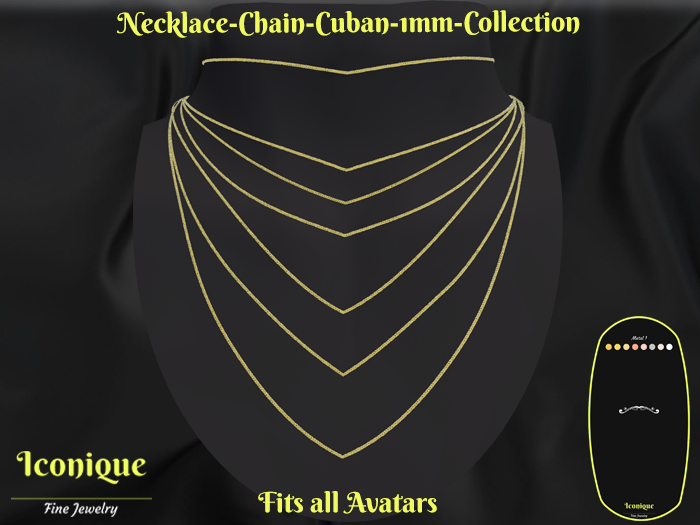Necklace-Chain-Cuban-1mm-COLLECTION-Jewelry Box
