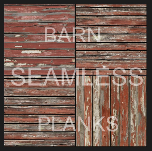 Seamless - Red Barn Wood Planks x4