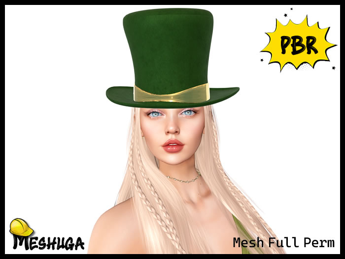 Meshuga PBR Saint Patrick's Day Top Hat FULL PERM MESH
