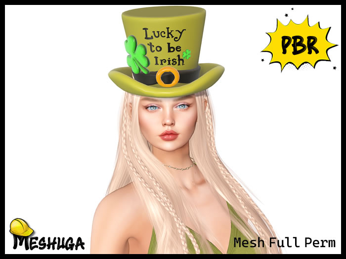 Meshuga PBR St. Patrick's Day Lucky to be Irish Hat FULL PERM MESH