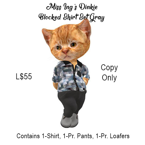 Miss Ing's Blocked Shirt Set Gray
