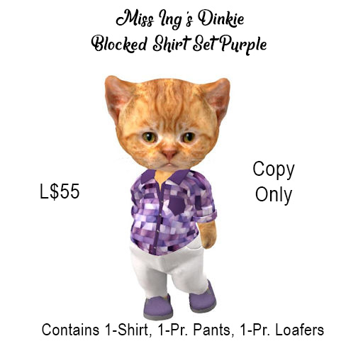 Miss Ing's Dinkie Blocked Shirt Set Purple