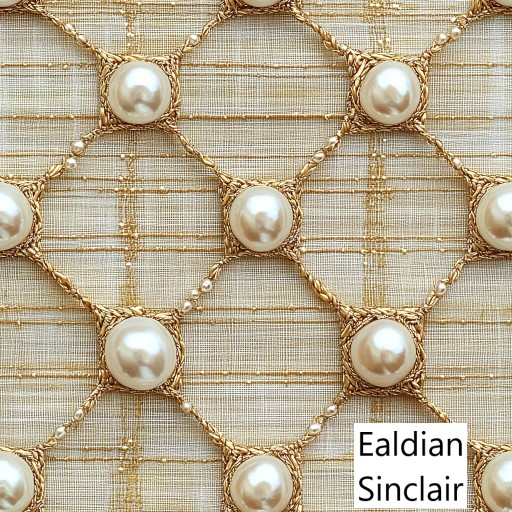 Gold Embroidered Silk With Pearls Seamless Texture