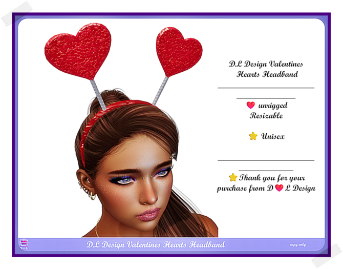 D.L Design Valentines Hearts Headband