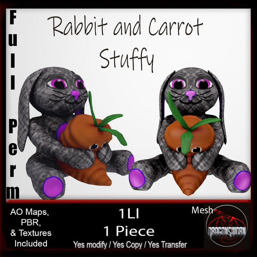 Full Perm Rabbit and Carrot Stuffy