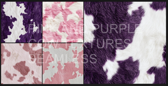 Seamless - Cow Skin Fur Purple and Pink Texture x5