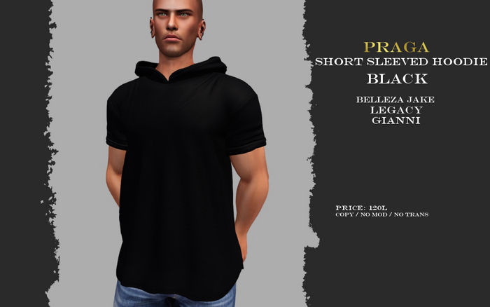Praga Short sleeved hoodie - Black