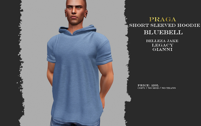 Praga Short sleeved hoodie - Bluebell