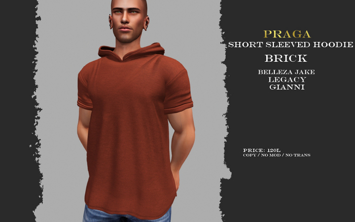 Praga Short sleeved hoodie - Brick