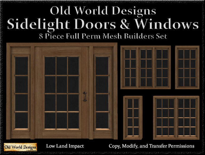 Old World Designs 8 Piece sidelight doors and windows Full Perm Mesh set 