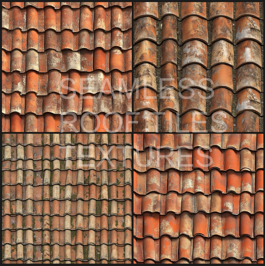 Seamless - Realistic Roof Terracotta Texture x4